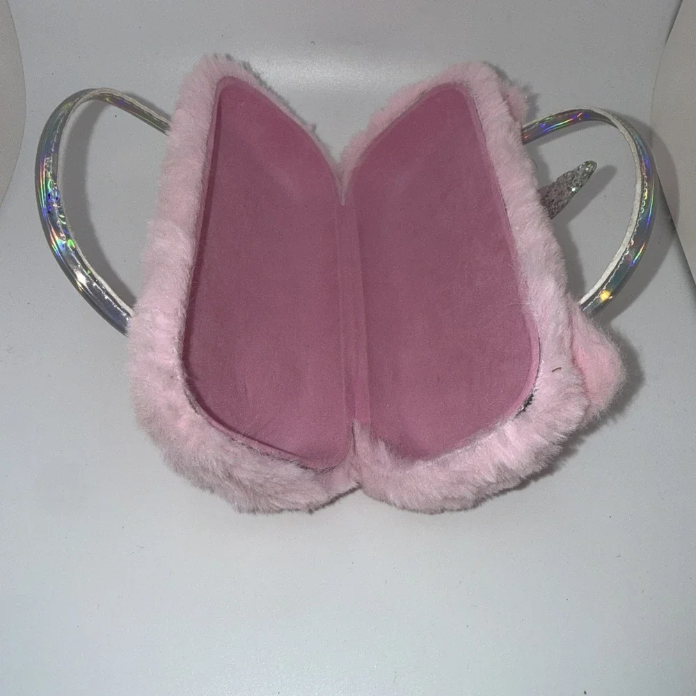 Unicorn Purse / Sunglass purse Capelli New York Faux Pink Fur Vibrant Rainbow